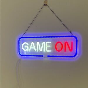 Neon Game On Sign - Blue, Red, White